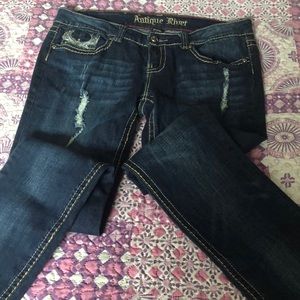 Antique rivet blue jeans